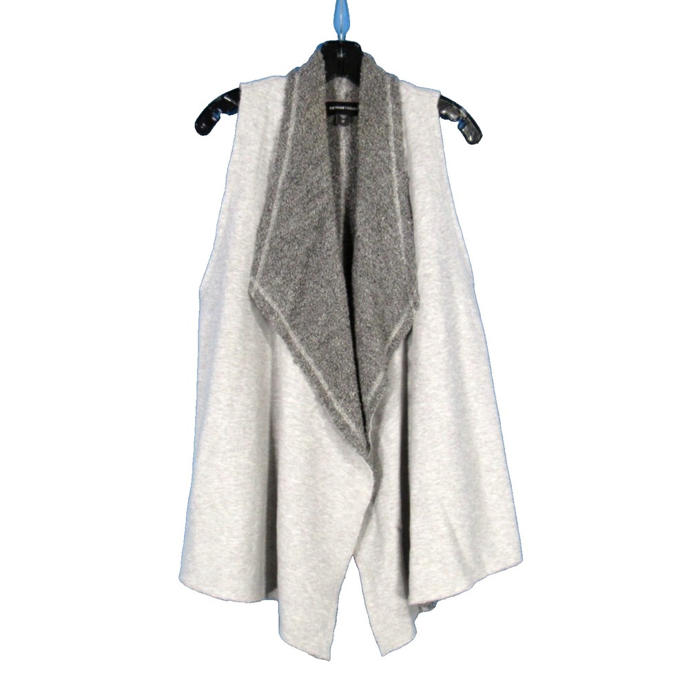 FIFTEEN TWENTY Gray OPEN FRONT Drape SWEATER Fleece Lining VEST/TOPPER Sz M